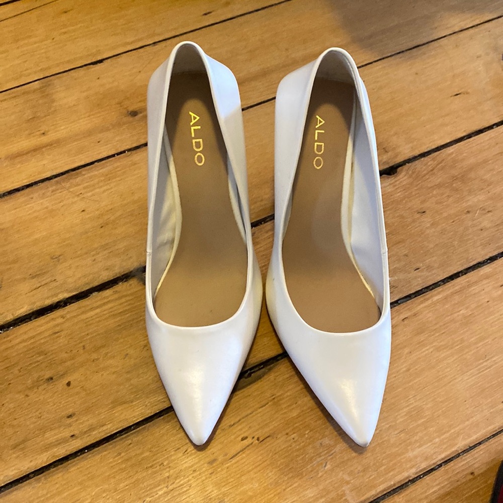 White Aldo Pointed Heels